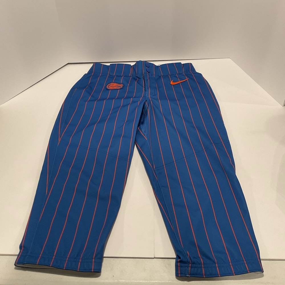 Nike Team Florida Gators Softball Pants Women’s M Blue Orange Pinstripe Dri-Fit
